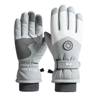 GOLOVEJOY冬季保暖抗寒抗风手套双层加绒加厚户外骑行运动手机触碰手套 【SK28防水袋款】白色