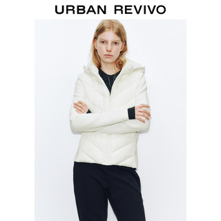 UR2025冬季女装简约气质拼接绗缝连帽拉链棉服UWM150048 本白 M