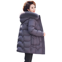 鸭鸭（YAYA）妈妈装羽绒服中长款2025秋冬新款中老年女装加厚毛领款厚外套WX