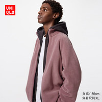 优衣库 摇粒绒拉链茄克/长袖外套夹克479792 73 青紫色 XL /180/108B
