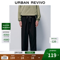 UR UR2025冬季男装休闲纯色松紧腰抽绳直筒裤UUY650013 黑色 32