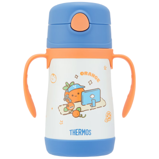 THERMOS 膳魔师 儿童保温杯 304不锈钢橙蓝吸管杯 305ml