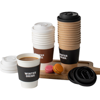 云蕾一次性咖啡杯加厚防烫外卖带盖热饮杯奶茶杯带杯套400ML*20套 一次性咖啡杯套装 400ML*20套