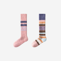 锁温保暖|蕉内绒绒501Color地板袜女珊瑚绒袜子小腿袜加厚睡眠袜 条纹粉+条纹彩 均码（34-39）