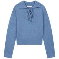 moussy 2025冬季新品温柔学院风系带翻领毛针织衫女028IAZ70-2721