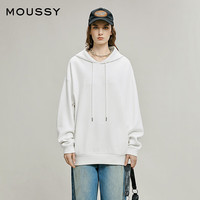 moussy 2025冬季休闲慵懒风oversize连帽卫衣女028IAA90-1034 010白色 均码
