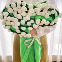 佐之寻花束毯子成品玫瑰花毛毯花束毛毯玫瑰花毛毯玫瑰花束毯 白玫瑰(绿毯)110cm【京仓】