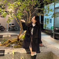 韩系时尚宽松高级感小个子双面呢大衣女中长款秋冬毛呢外套