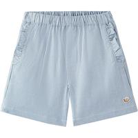 YeeHoO英氏童装休闲条纹中裤夏季透气短裤女童2024裤子 灰蓝 110cm