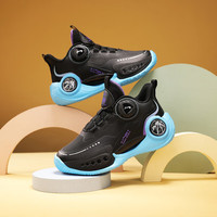 贵人鸟 儿童运动鞋春秋季旋转纽扣跑步鞋革面轻弹耐磨百搭比赛篮球鞋