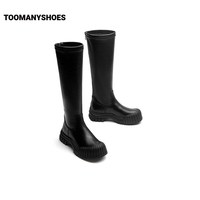 【】Toomanyshoes熔岩巧克力饼干鞋黑色长靴骑士靴 40