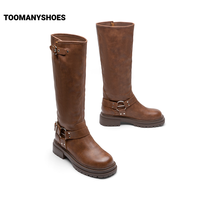 【】Toomanyshoes cowboy西部牛仔短靴骑士长靴 棕色(长靴) 35