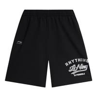 李宁 LI-NING童装儿童运动短裤子男小大童休闲百搭舒适挺括五分裤140YKSU129-1 黑色