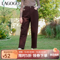 La·go·go 女士复古弹力直筒通勤牛仔裤 咖啡色(U1)