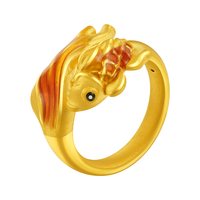汉秀黄金风华锦鲤戒指女足金年年有余金戒子金鱼首饰礼 19号(金重约3.17克)