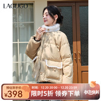 La·go·go 女士羽绒服 LAGOGO卡其绒雪羊羔毛拼接羽绒服