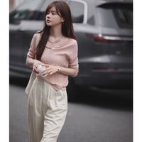 【连帽针织衫】秋季条纹肌理连帽休闲套头长袖线衫女