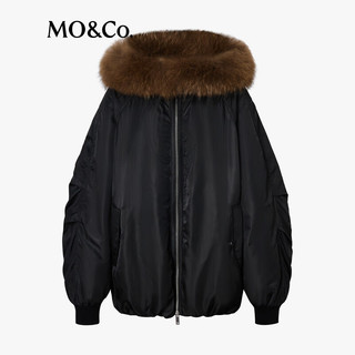 MO&Co.羽绒服2025冬90鸭绒双层毛领连帽【轻暖漫游系列】MBE4EINT16 黑色 M /165