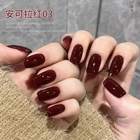 安可拉红色指甲油胶2025年流行秋冬车厘子酒红色美甲店