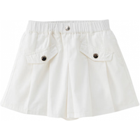 戴维贝拉（DAVE＆BELLA）儿童短裤中大童休闲裤纯棉女童工装裤2024夏装童裤女孩裤子 白色 130cm（身高120-130cm）