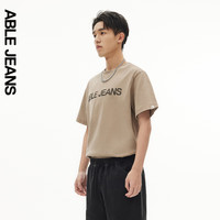 ABLE JEANS25夏季TEE街头LOGO宽松圆领短袖男t恤男基础上衣打底衫内搭 葭灰 XXS