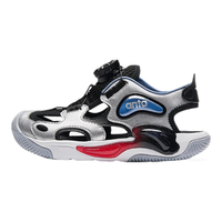 安踏 儿童凉鞋男小童沙滩鞋2024夏季包头舒适旋钮扣透气框子在 银/黑-1 30码