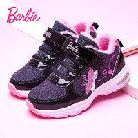 Barbie 童鞋女童运动鞋儿童棉鞋加绒大童高帮鞋女童加厚棉鞋DA5206 黑 29