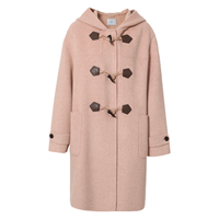 伊芙丽 学院风连帽牛角扣袖口可调节毛呢外套气质大衣2025冬新