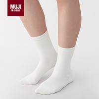 無印良品 MUJI男女通用 合脚直角 袜口无橡筋袜 袜子 棉83% 米白色 均码 23-25cm