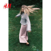 H&M2025秋季新款女装网眼针织套衫1307854 灰色