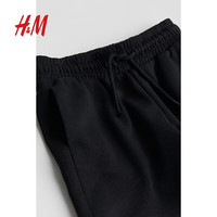 H&M童装男童卫裤秋季舒适轻便柔软及膝抽绳短裤1229720 黑色 120 56