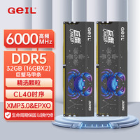 GeIL 32GB(16GBx2)套装 DDR5-6000 台式机电脑内存条 巨蟹马甲条系列金属灰 C40