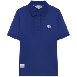 TEENIE WEENIE 小熊2024年夏季POLO短袖T恤白色上衣 宝蓝色 160/S