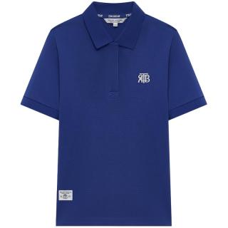TEENIE WEENIE 小熊2024年夏季POLO短袖T恤白色上衣 宝蓝色 160/S