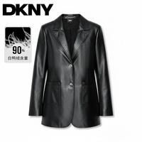限尺码：DKNY 时尚复古简约皮羽绒挺括双粒扣女式西装外套高级感羽绒服女款冬季