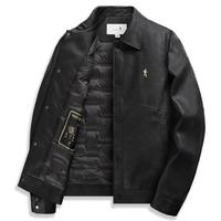 与狼共舞 工装翻领羽绒服男25年冬季防风PU皮衣外套夹克