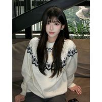 斯尔丽费尔岛2025秋冬季白色毛衣可外穿内搭慵懒针织衫女上衣