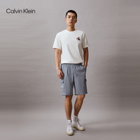 Calvin KleinJeans夏季男士经典绣标松紧腰ck莱赛尔混纺休闲通勤运动短裤 PN6-云迹灰 M