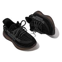 天美意（TEENMIX）童鞋女童运动鞋儿童飞织鞋椰子鞋男童透气网面跑步鞋子 211黑色 34