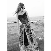 三彩2025夏季新款蕾丝拼接吊带裙不对称A字裙长裙甜酷女