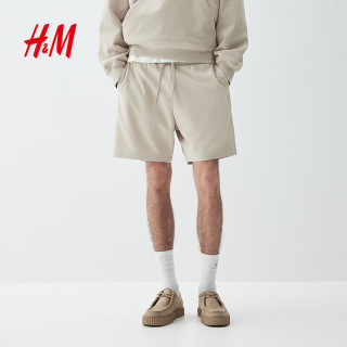 H&M 男装卫裤夏季薄款宽松直筒运动跑步裤松紧腰休闲短裤1224295