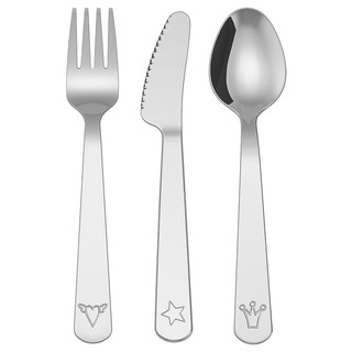 宜家（IKEA）FABLER费布勒餐具3件不锈钢复古怀旧儿童房 餐具3件套