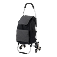 天喜(TIANXI)买菜手拉车购物车小拉车老人可爬楼可折叠便携式不锈钢超市买菜车 升级铝合金款【黑色包】