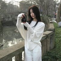 韩系不规则斜肩针织毛衣2025设计感蝙蝠袖显瘦别致超好看上衣