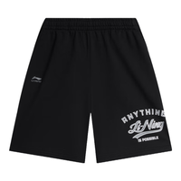 李宁 LI-NING童装儿童运动短裤子男女小大童休闲百搭舒适挺括五分裤YKSU129 黑色-1 130