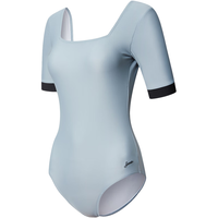 速比涛（Speedo）泳衣女灵感系列夏夜复古方领温泉度假显瘦短袖连体泳衣 灰色 40