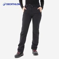 迪卡侬（DECATHLON）保暖户外雪地徒步软壳裤女长裤加绒加厚防泼水防风裤子女裤SH500 黑色-新 40 /L29