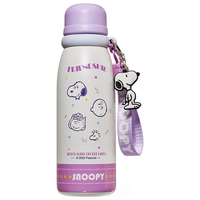 史努比（SNOOPY）儿童保温杯大容量上学316不锈钢运动水杯男女便携带吸管杯子 紫色【一杯双饮+316内胆】600ML