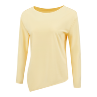暴走的萝莉 运动上衣女夏季宽松休闲长袖瑜伽服速干T恤 LLCX03690 黄油色 S