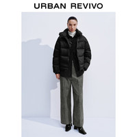 UR2025冬季女装简约休闲连帽绗缝宽松羽绒服UWM150052 黑色 M